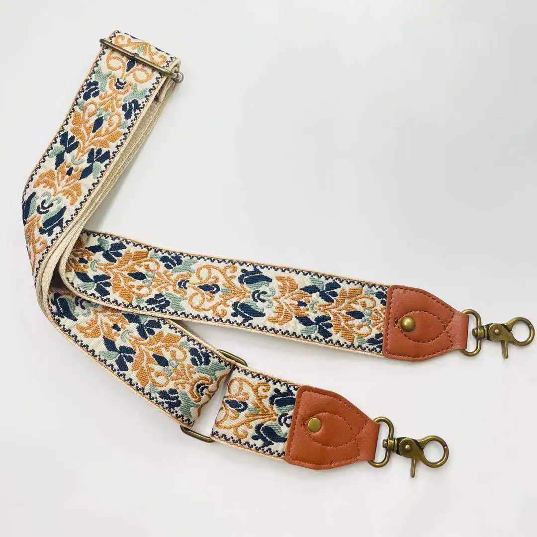 Adjustable Ethnic Shoulder Bag for Women Brown Floral Pattern — feature 12