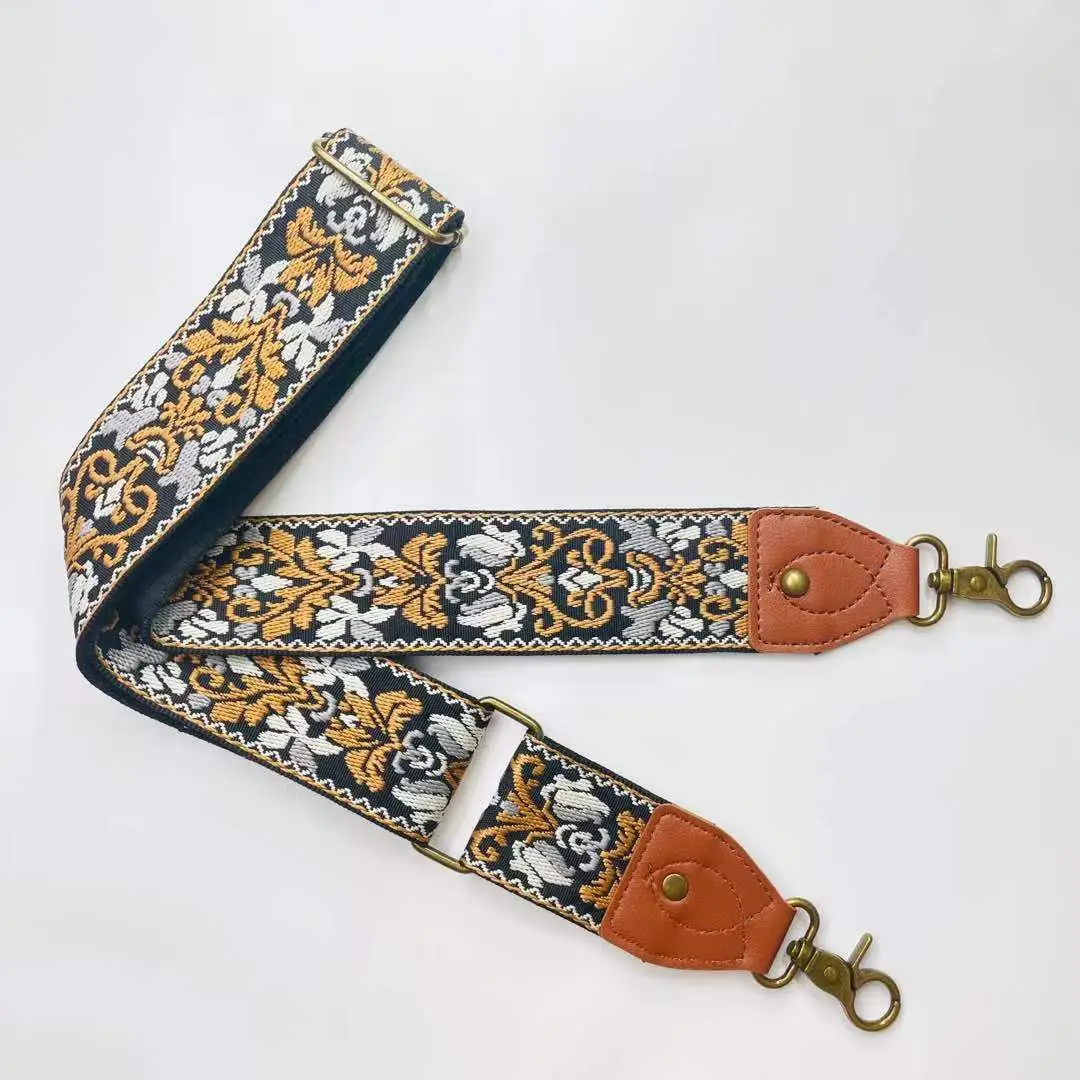 Adjustable Ethnic Shoulder Bag for Women Brown Floral Pattern — feature 13