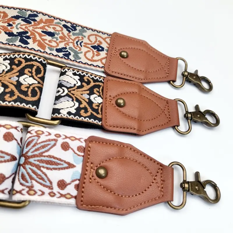 Adjustable Ethnic Shoulder Bag for Women Brown Floral Pattern — feature 9
