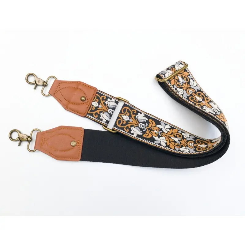 Adjustable Ethnic Shoulder Bag for Women Brown Floral Pattern - Image 2