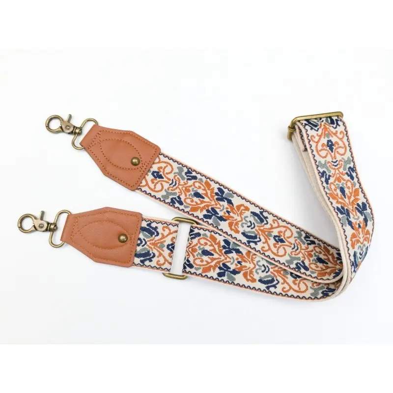 Adjustable Ethnic Shoulder Bag for Women Brown Floral Pattern - Image 3