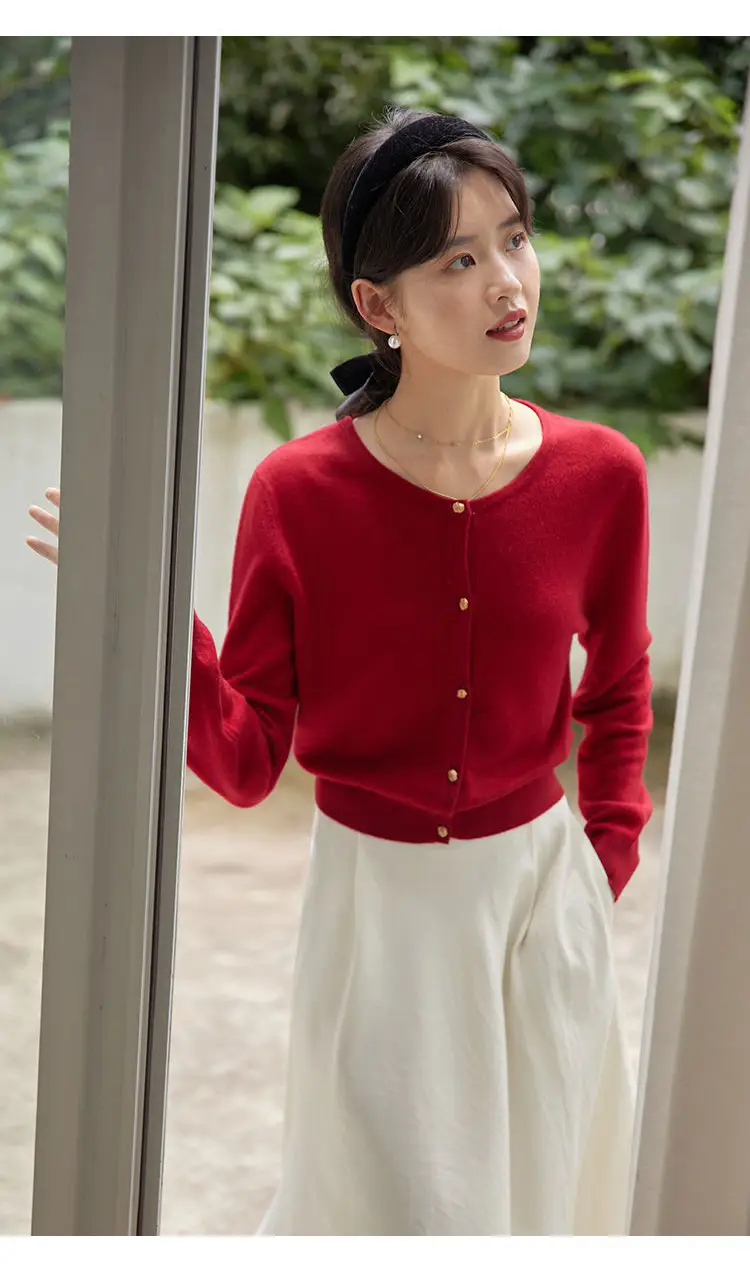 Blue Cotton Round Neck Sweater Jacket for Women Large — feature 10