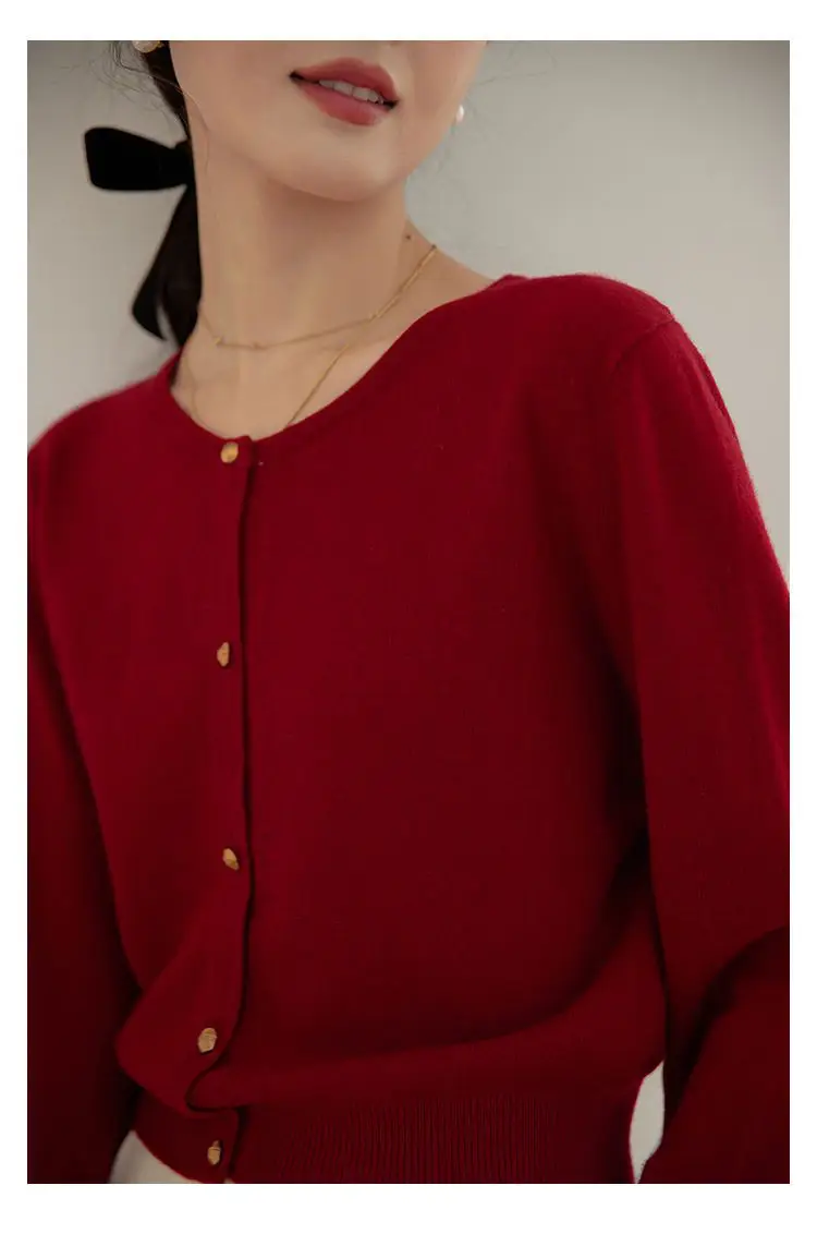 Blue Cotton Round Neck Sweater Jacket for Women Large — feature 4