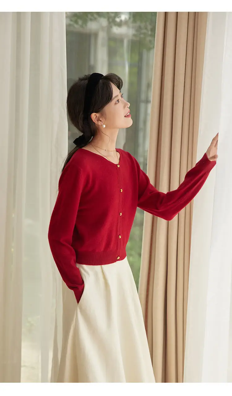 Blue Cotton Round Neck Sweater Jacket for Women Large — feature 8