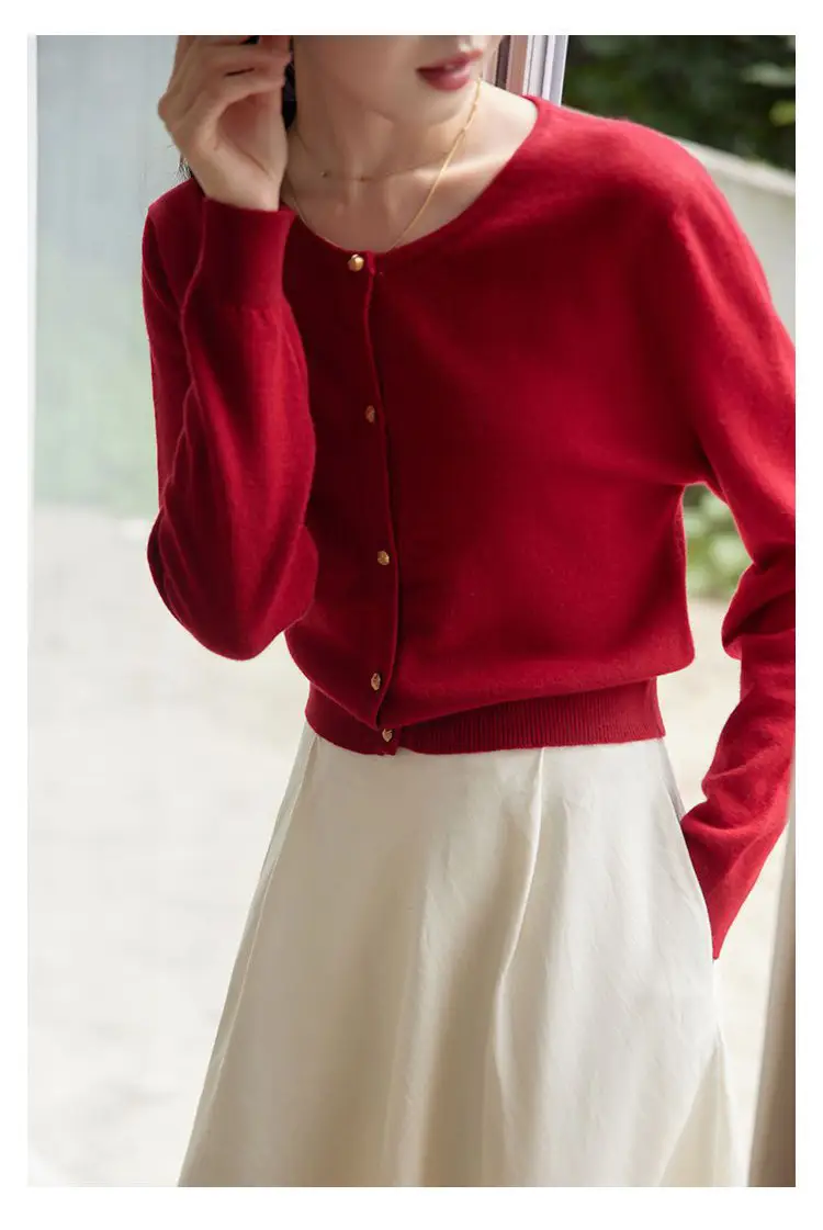 Blue Cotton Round Neck Sweater Jacket for Women Large — feature 9