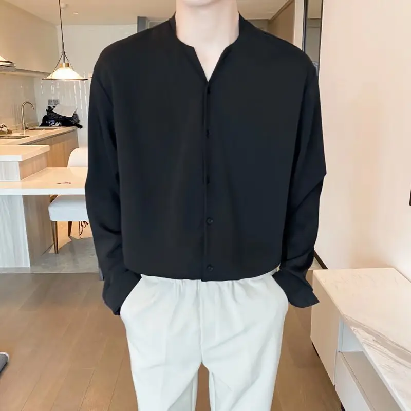 Men's Black Button Down Shirt Lazy Summer - Image 2