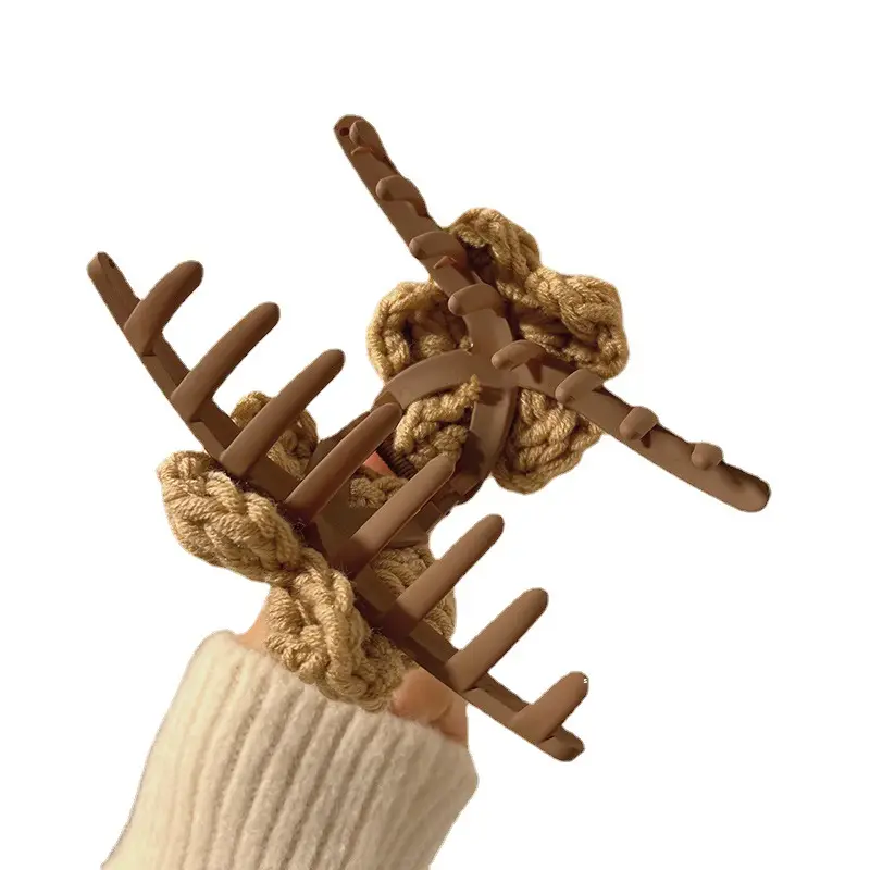 Wool Knitted Flower Hairpin for Women Autumn Winter - Image 7