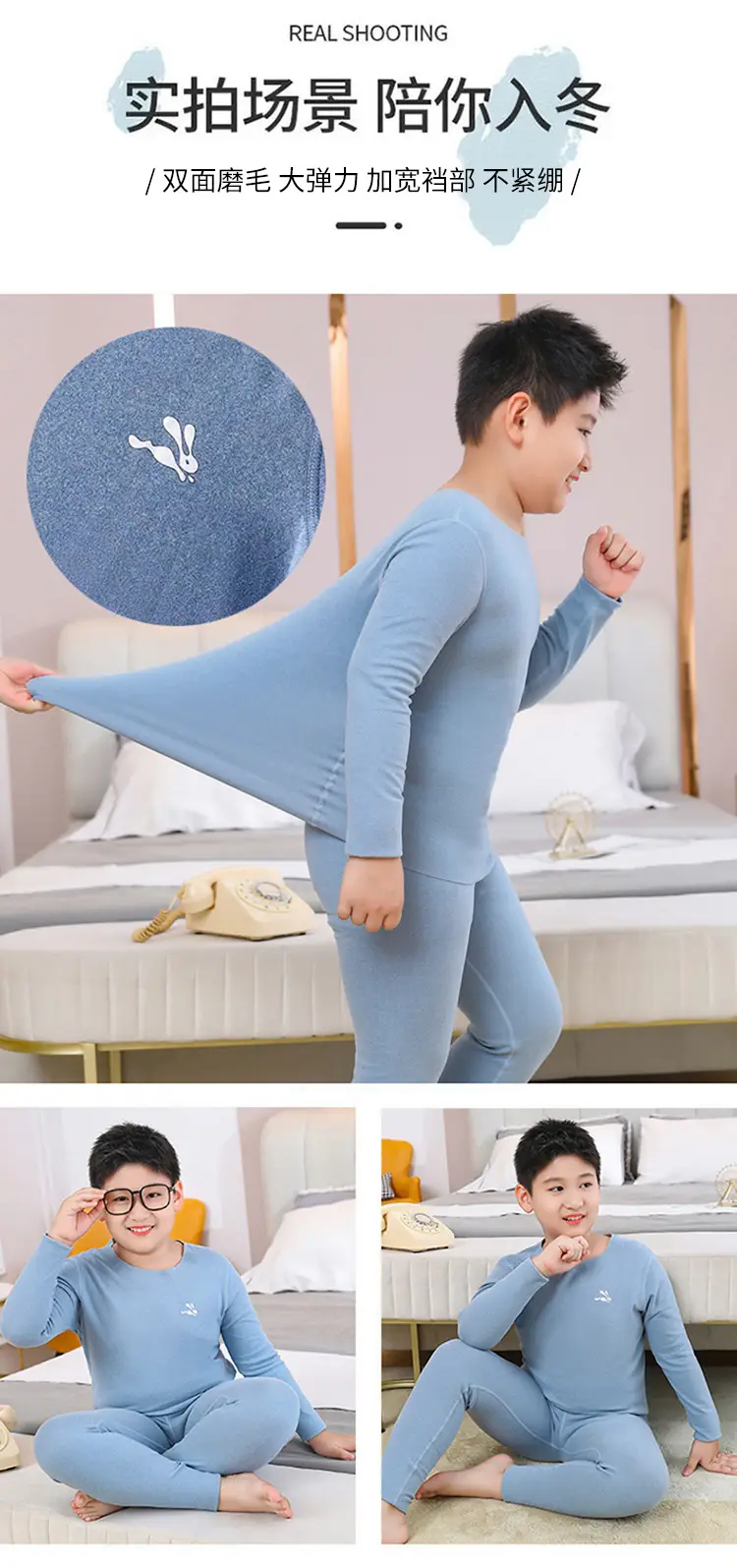 Fat Boy Blue Fleece Long Pants Set Extra Large — feature 11