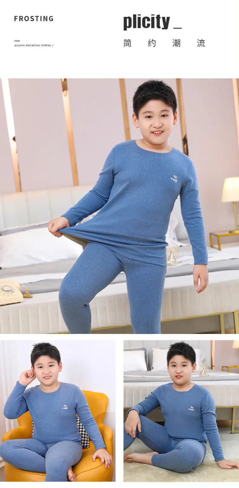Fat Boy Blue Fleece Long Pants Set Extra Large — feature 13