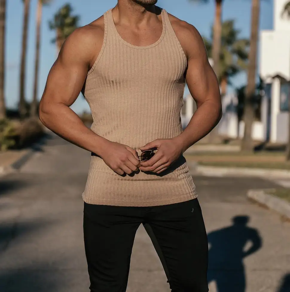 Men Blue Ribbed Short Sleeve Fitness T-Shirt Round Neck — feature 24