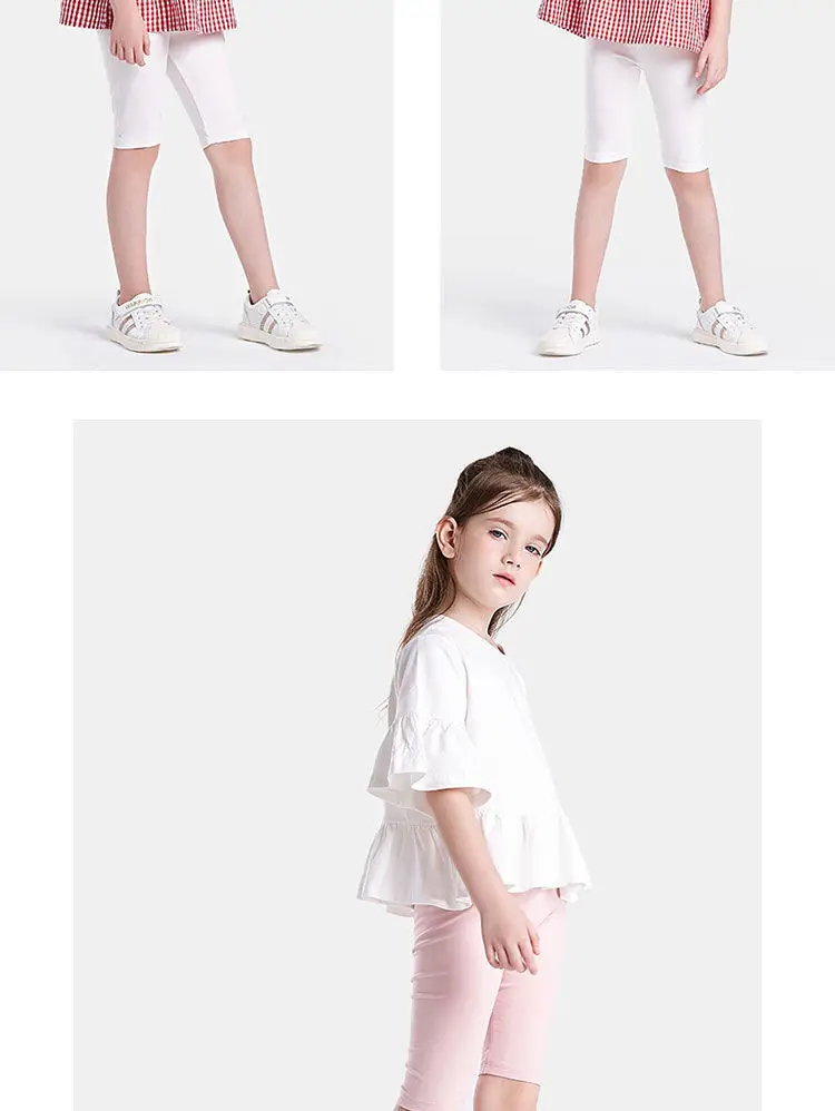 Girls Grey Five-Point Leggings Summer Wear Medium Large — feature 13