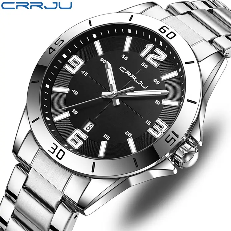 Men's Black Steel Band Watch with 30 Minute Display - Image 9