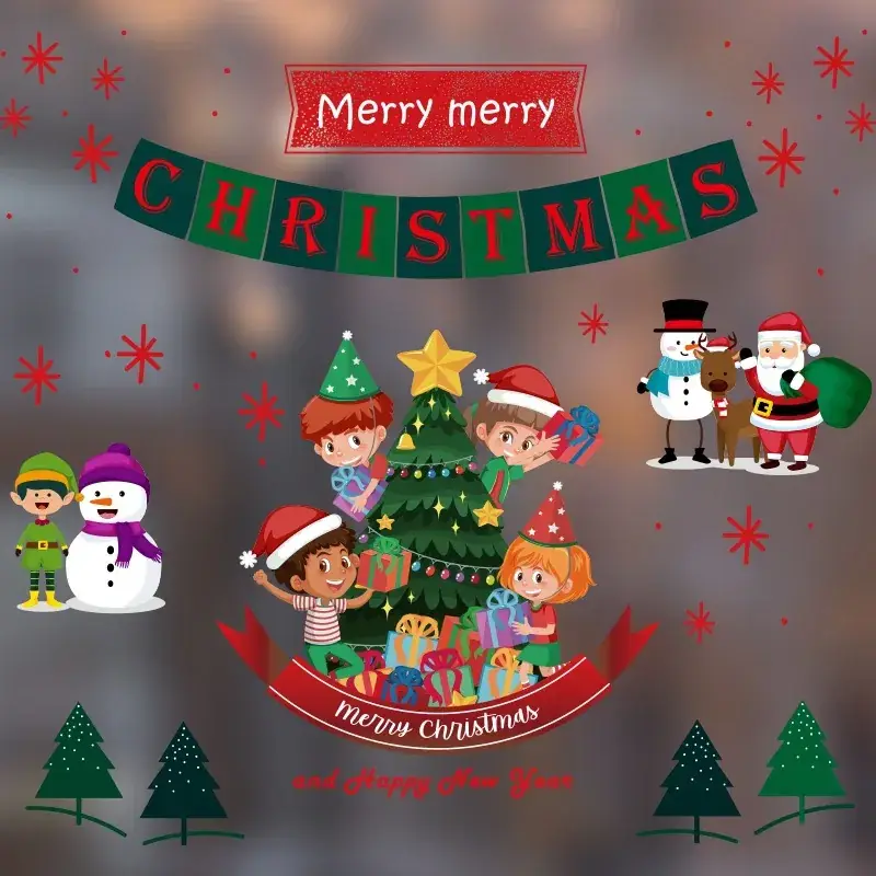 2024 Merry Christmas Window Stickers Santa Claus New Year Decor - Image 4