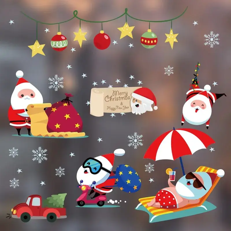 2024 Merry Christmas Window Stickers Santa Claus New Year Decor - Image 5