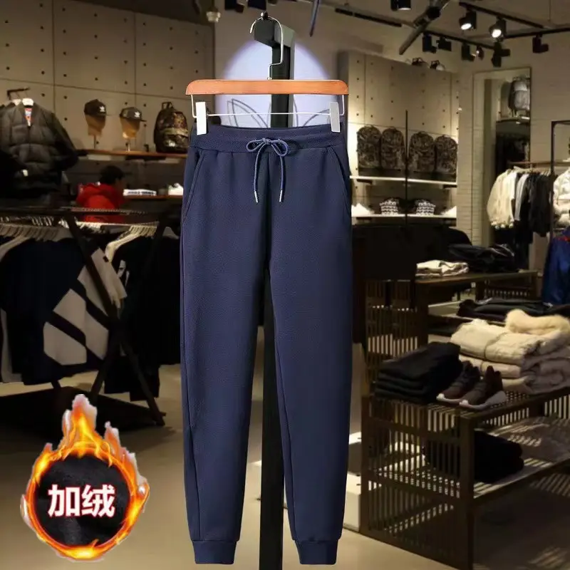 Men's Red Fleece Lined Ankle Tied Sweatpants Plus Size - Image 7
