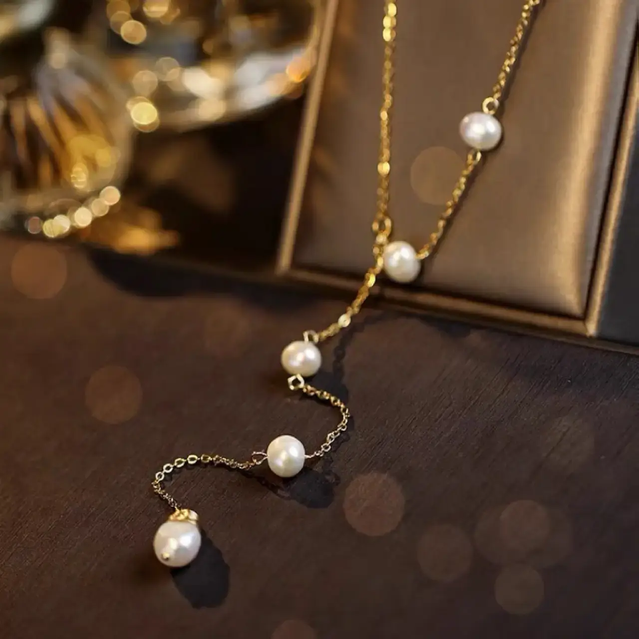 Luxury Pearl Necklace for Women Adjustable Elegant Long Chain - Image 2