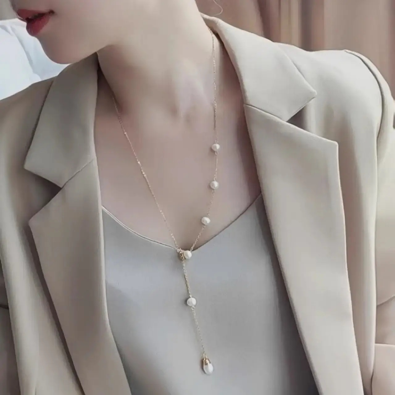 Luxury Pearl Necklace for Women Adjustable Elegant Long Chain - Image 4
