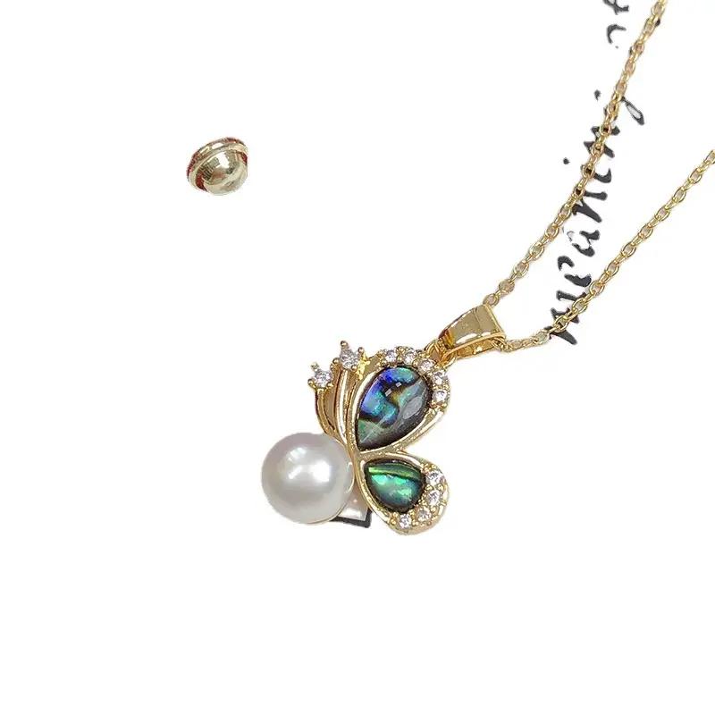 Freshwater Pearl Three-Piece Set with Butterfly Design - Image 5