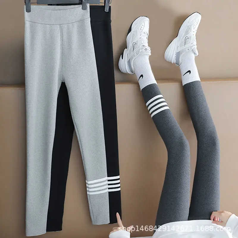 New Gray Brushed Leggings Women's Outer Wear - Image 7