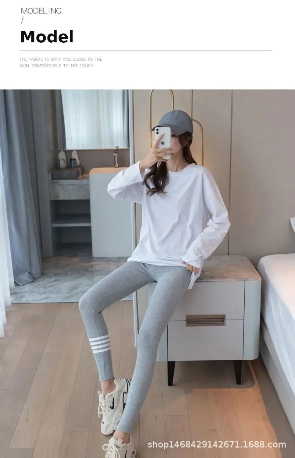 New Gray Brushed Leggings Women's Outer Wear — feature 4