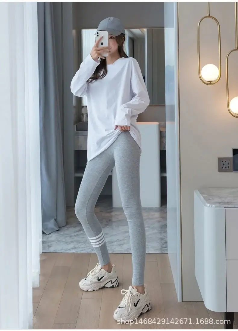 New Gray Brushed Leggings Women's Outer Wear — feature 9