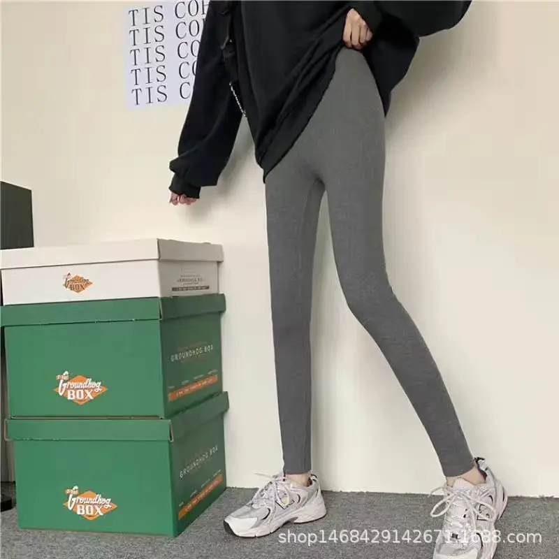 New Gray Brushed Leggings Women's Outer Wear - Image 5