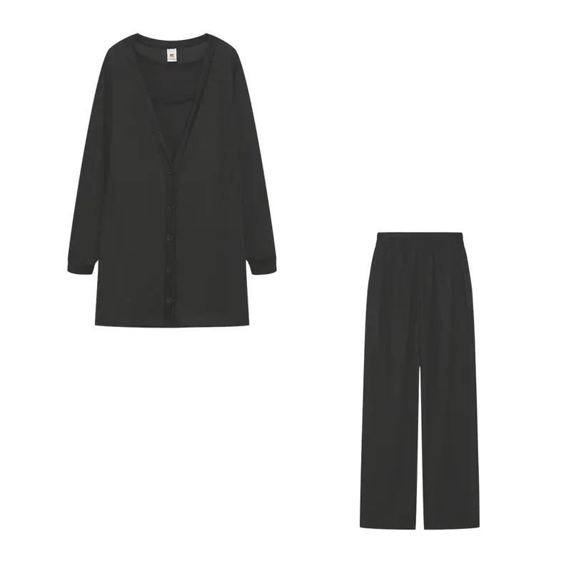 Women Knitted 3-Piece Suit Black Spring Autumn 2022 — feature 10