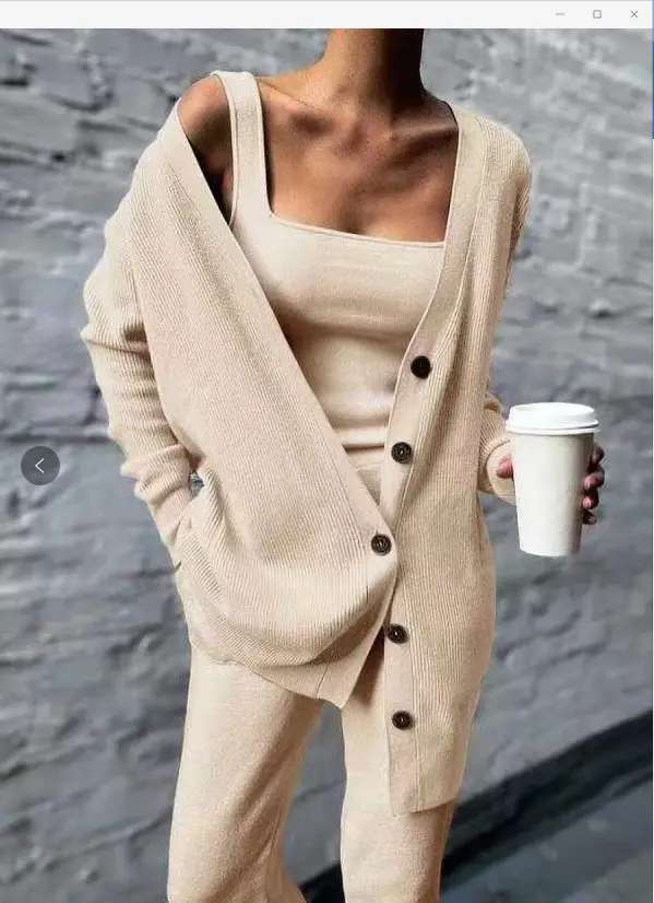 Women Knitted 3-Piece Suit Black Spring Autumn 2022 — feature 5