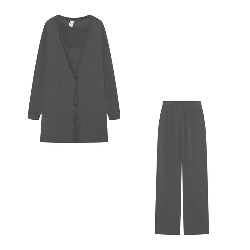 Women Knitted 3-Piece Suit Black Spring Autumn 2022 - Image 3