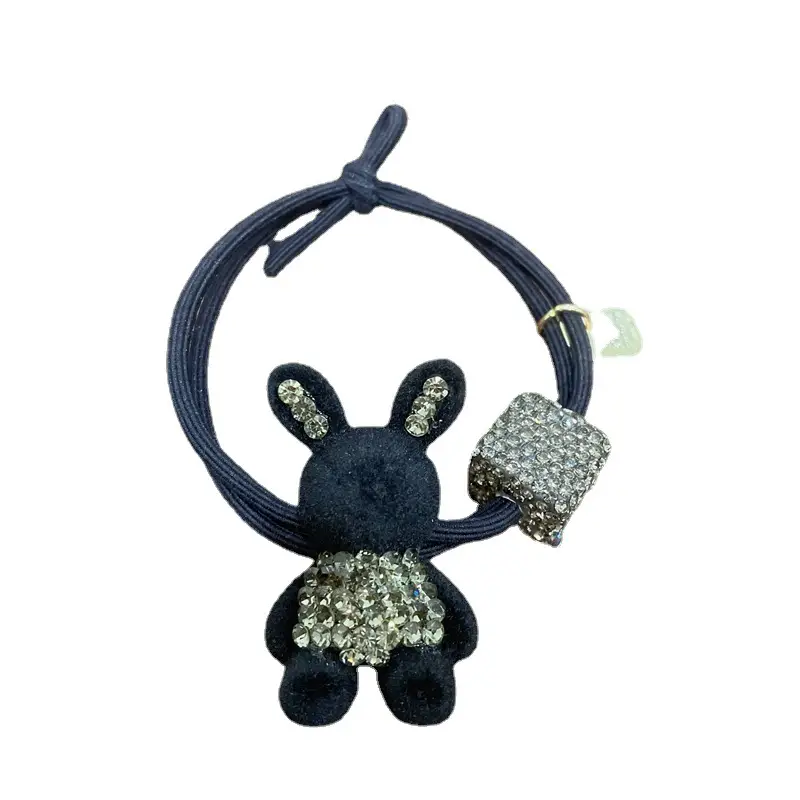 Korean Style Bunny Hair Rope with Rhinestone & Elastic Band