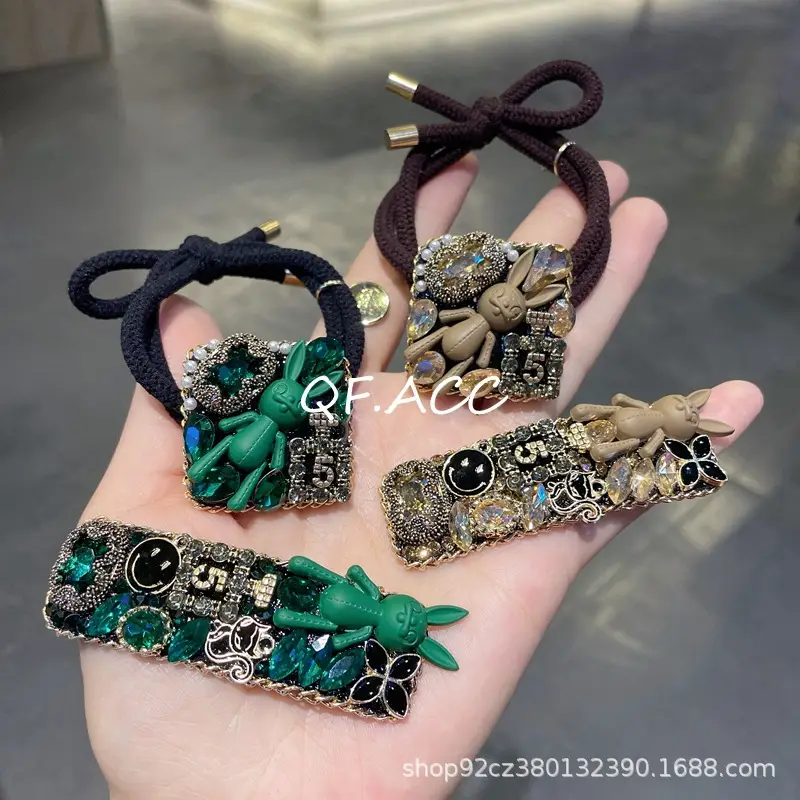 Korean Style Bunny Hair Rope with Rhinestone & Elastic Band — feature 5