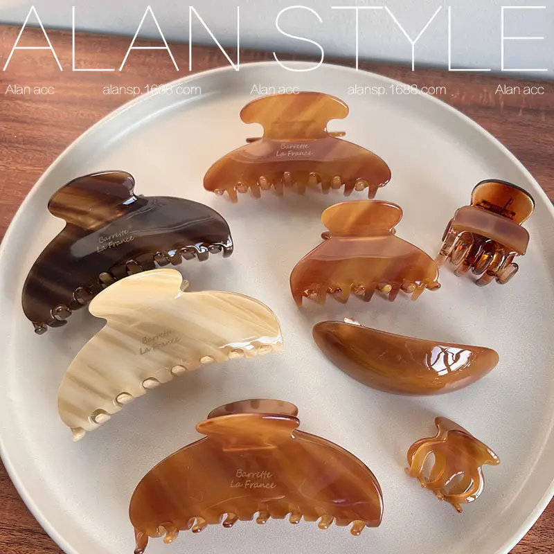 Spring & Summer Brown Acetate Shark Hair Clips Large - Image 5