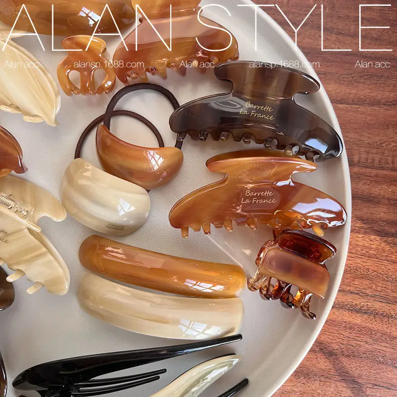 Spring & Summer Brown Acetate Shark Hair Clips Large - Image 6