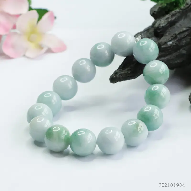 Green Jadeite Bracelet with Natural Burmese Beads - Image 2