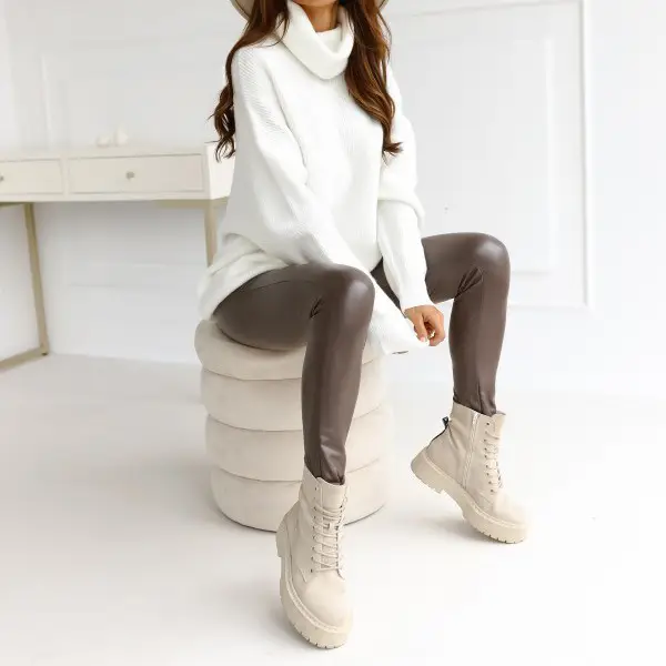 2023 New Cross-Border Pure Color Turtleneck Knitwear Loose Large Size — feature 14