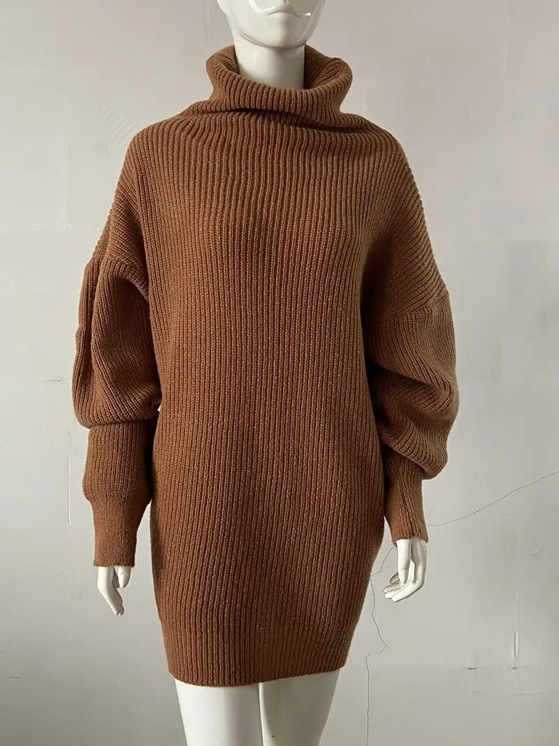 2023 New Cross-Border Pure Color Turtleneck Knitwear Loose Large Size — feature 27