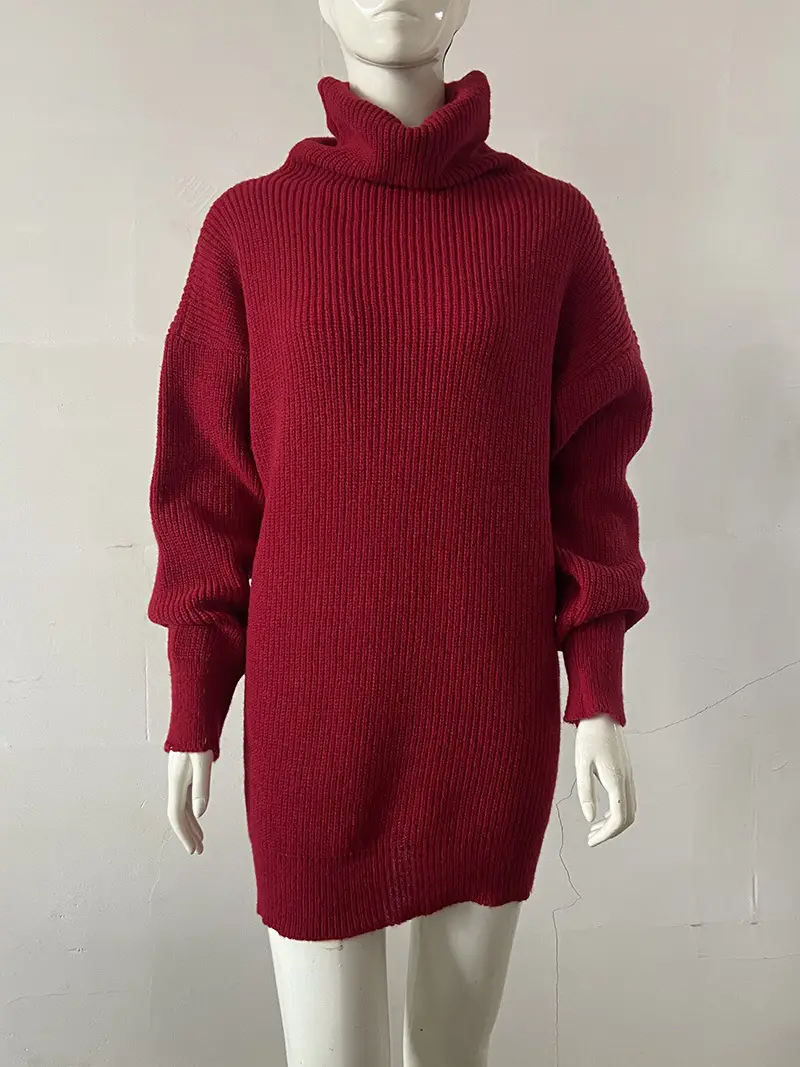 2023 New Cross-Border Pure Color Turtleneck Knitwear Loose Large Size — feature 28