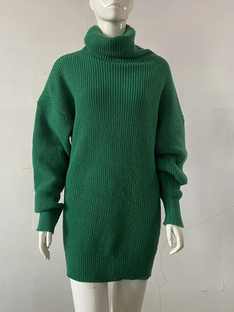 2023 New Cross-Border Pure Color Turtleneck Knitwear Loose Large Size — feature 29