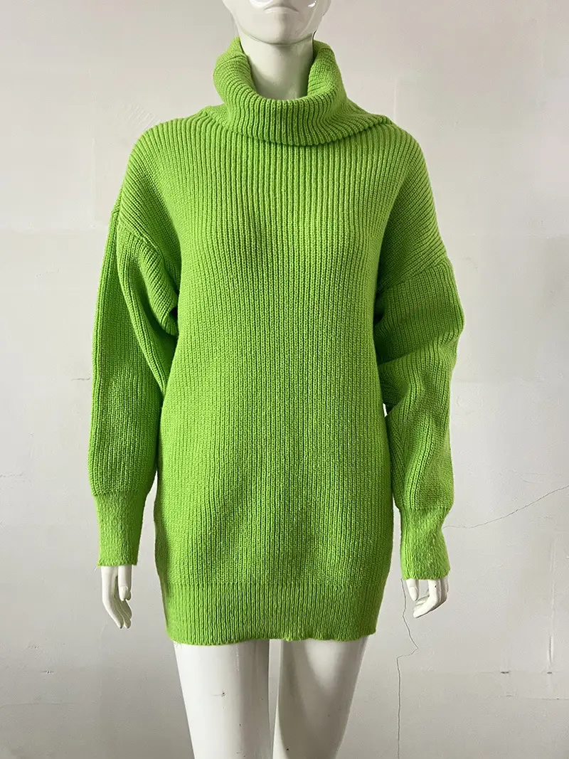 2023 New Cross-Border Pure Color Turtleneck Knitwear Loose Large Size — feature 30