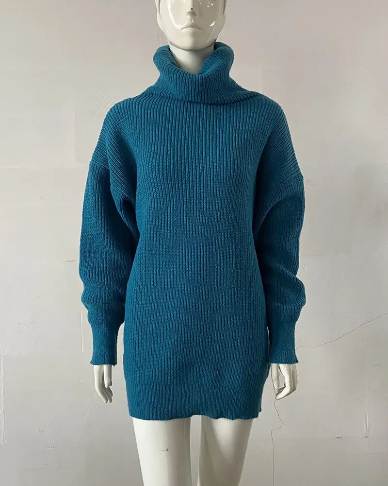 2023 New Cross-Border Pure Color Turtleneck Knitwear Loose Large Size — feature 31