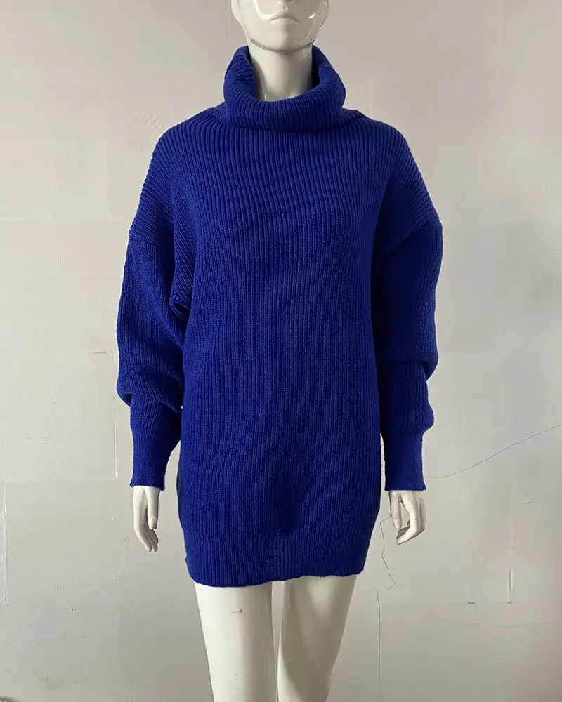 2023 New Cross-Border Pure Color Turtleneck Knitwear Loose Large Size — feature 32