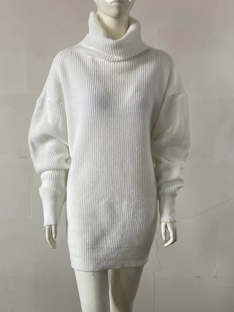 2023 New Cross-Border Pure Color Turtleneck Knitwear Loose Large Size — feature 33