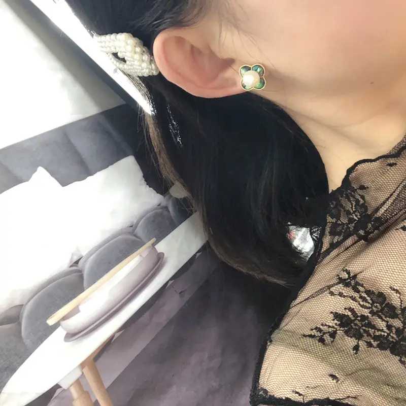 Freshwater Pearl Earrings for Women White Colorful Abalone Shells
