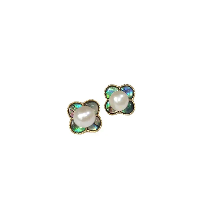 Freshwater Pearl Earrings for Women White Colorful Abalone Shells