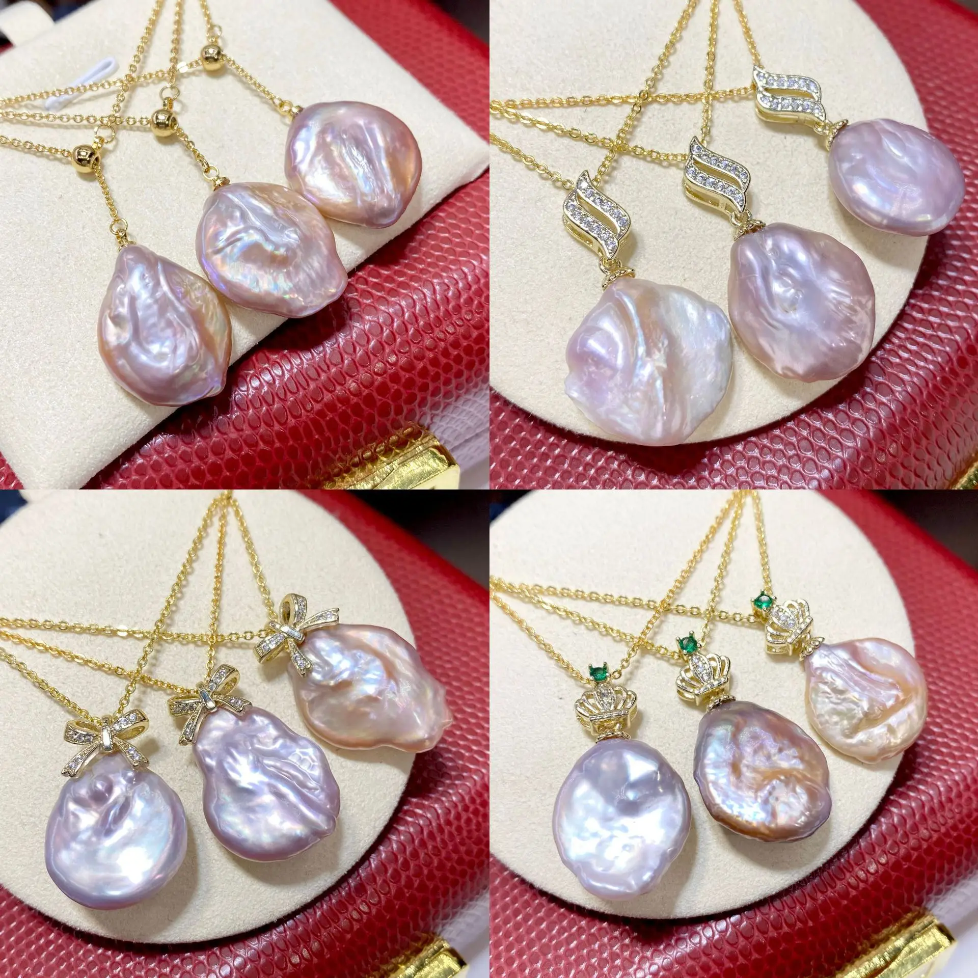 Natural Freshwater Baroque Pearl Pendant Set - Image 3