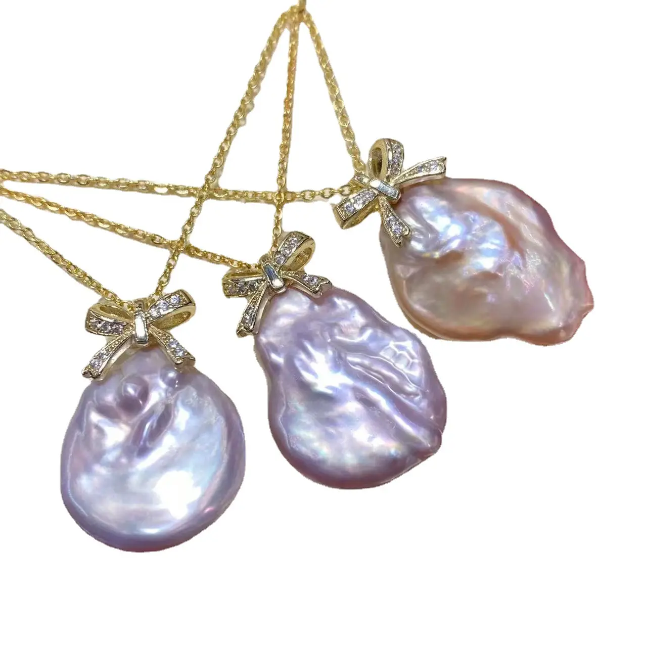 Natural Freshwater Baroque Pearl Pendant Set - Image 6