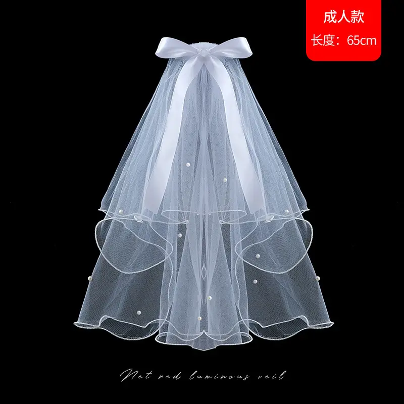 Net Red Double Bow Light Gauze Photo Hairpin