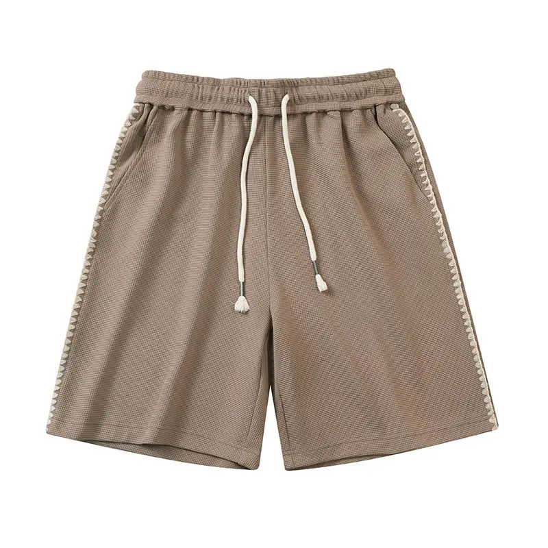 Men Drawstring Cargo Pants Black Tan Cotton - Image 9