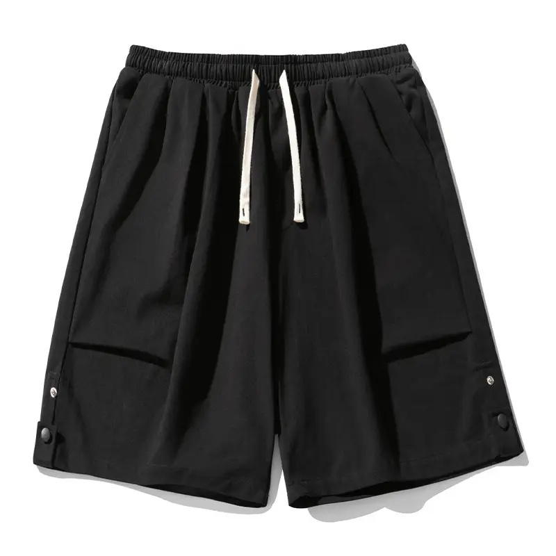 Men Drawstring Cargo Pants Black Tan Cotton - Image 13