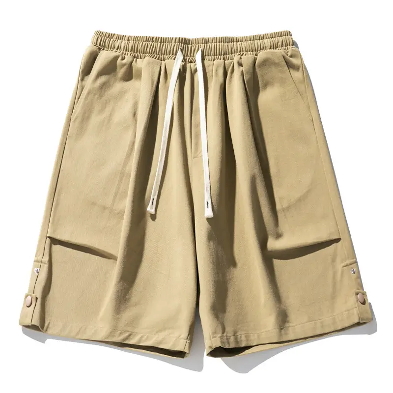 Men Drawstring Cargo Pants Black Tan Cotton - Image 14